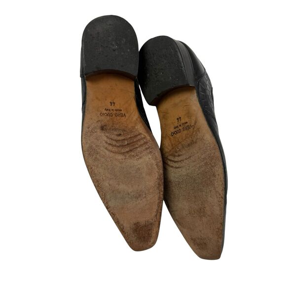 BESPOKE Black Wingtip Dress Shoes Men 44 Handmade Snakeskin Pointed Toes main image 10